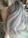 Tillstyle light silver grey salt and pepper clip in ponytail