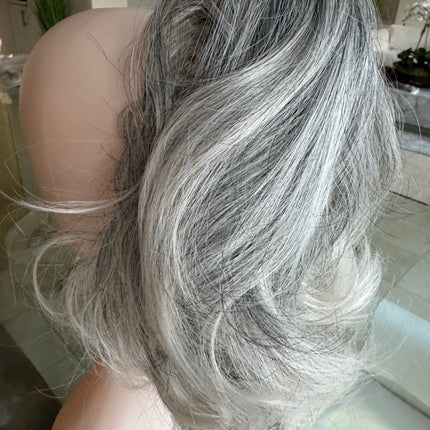 Tillstyle light silver grey salt and pepper clip in ponytail