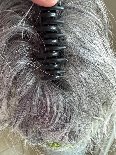 Tillstyle light silver grey salt and pepper clip in ponytail clip in pony tail