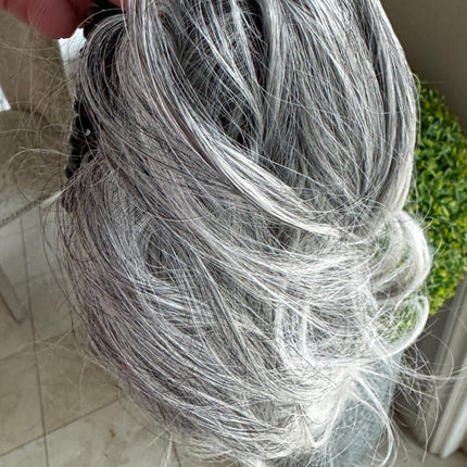 Tillstyle light silver grey salt and pepper clip in ponytail clip in pony tail