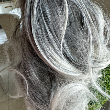 Tillstyle light silver grey salt and pepper clip in ponytail clip in pony tail