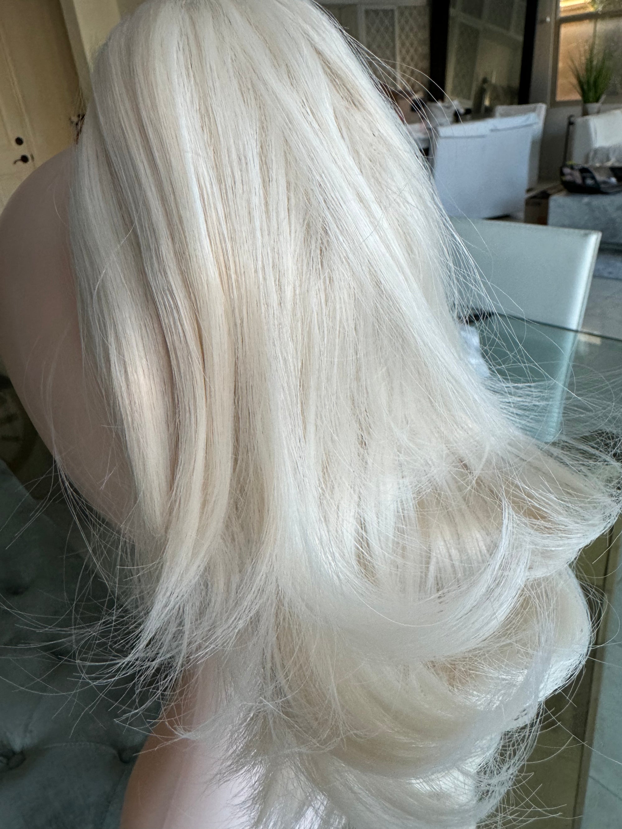 Tillstyle light platinum blonde white blonde clip in ponytail wavy