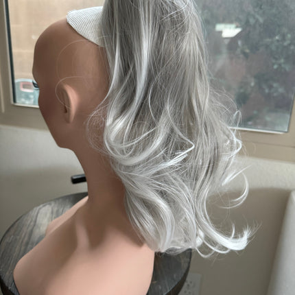 Tillstyle  light grey /white ends claw clip ponytail