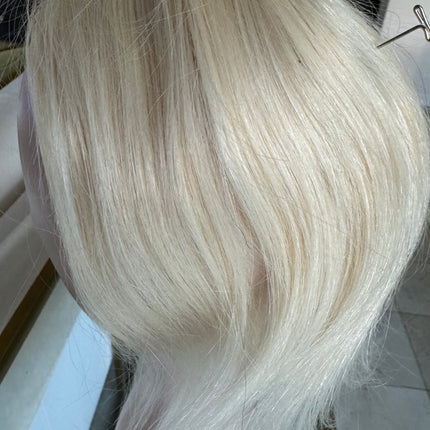 Tillstyle top hair piece remy hair white blonde ice blonde clip in hair toppers for thinning crown