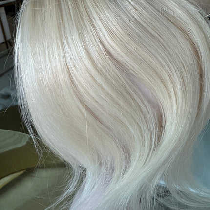 Tillstyle top hair piece remy hair white blonde ice blonde clip in hair toppers for thinning crown