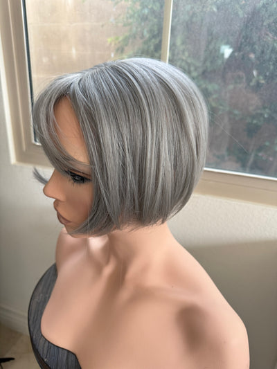 Tillstyle grey hair topper with bangs