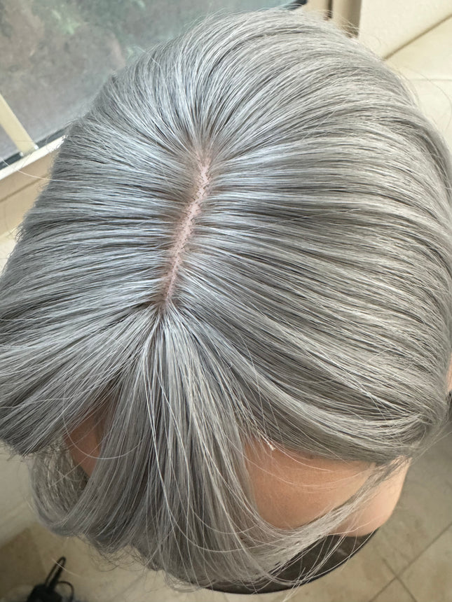 Tillstyle grey hair topper with bangs