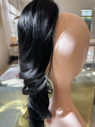 Tillstyle  black clip in ponytail clip in pony tail real hair like synthetic  premium fibre