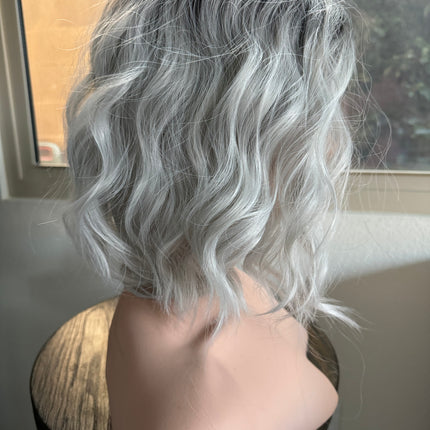 Tillstyle short  silver grey bob wigs for women loose body wave /bangs