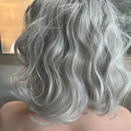 Tillstyle short  silver grey bob wigs for women loose body wave /bangs