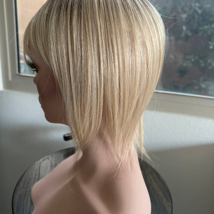 Till style remy human Hair Toppers for women light blonde dark roots