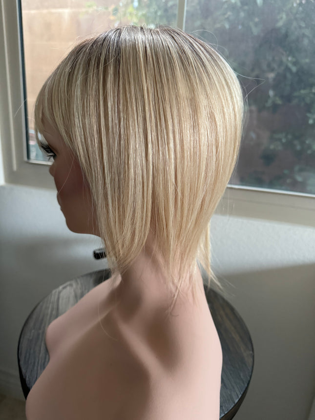 Till style remy human Hair Toppers for women light blonde dark roots