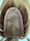 Till style remy human Hair Toppers with bangs bleach blonde brown roots