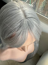Tillstyle long grey wig with bangs straight wig  with bangs for women 26 inch