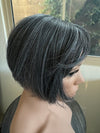 Tillstyle salt and pepper grey hair topper with bangs