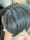 Tillstyle salt and pepper grey hair topper with bangs