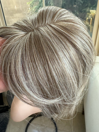 Tillstyle ash blonde grey highlighted hair topper with bangs