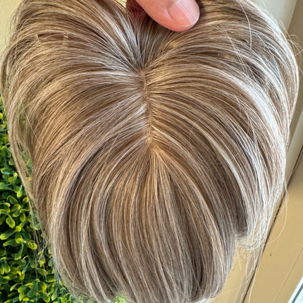 Tillstyle ash blonde grey highlighted hair topper with bangs