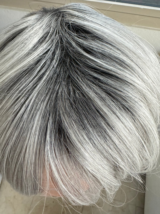 Tillstyle silver with dark roots layered wig /short wig