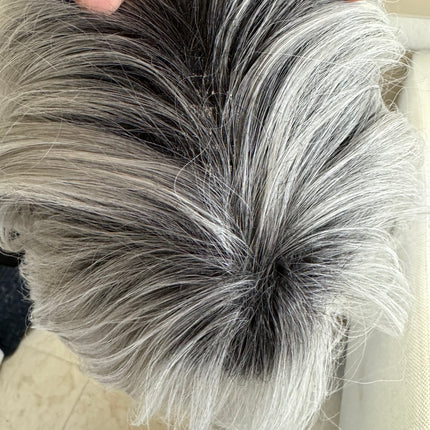 Tillstyle silver with dark roots layered wig /short wig