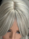 Till style  grey  hair toppers for women  with butterfly bangs