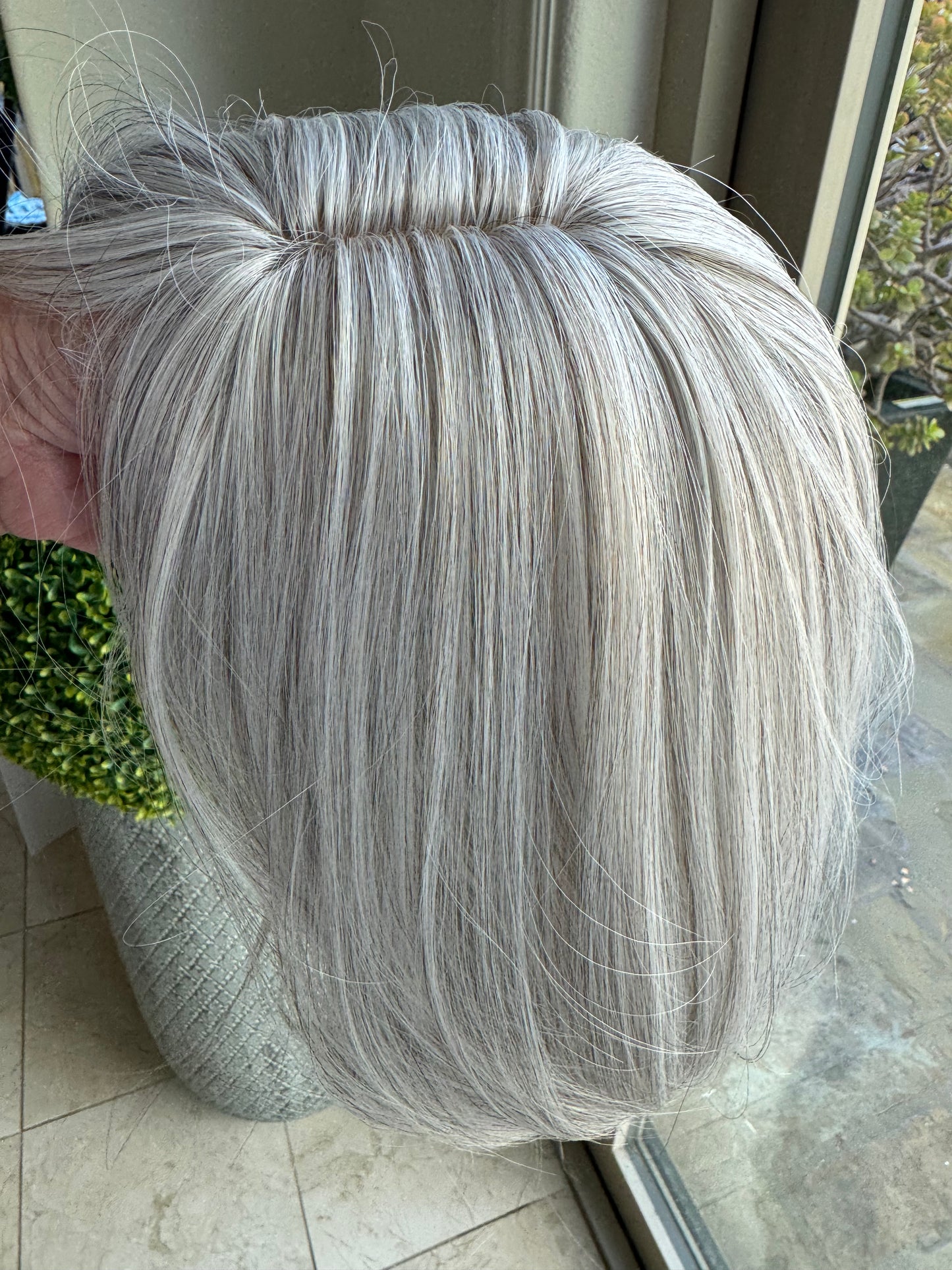 Till style white grey  hair toppers for women / layered /bangs