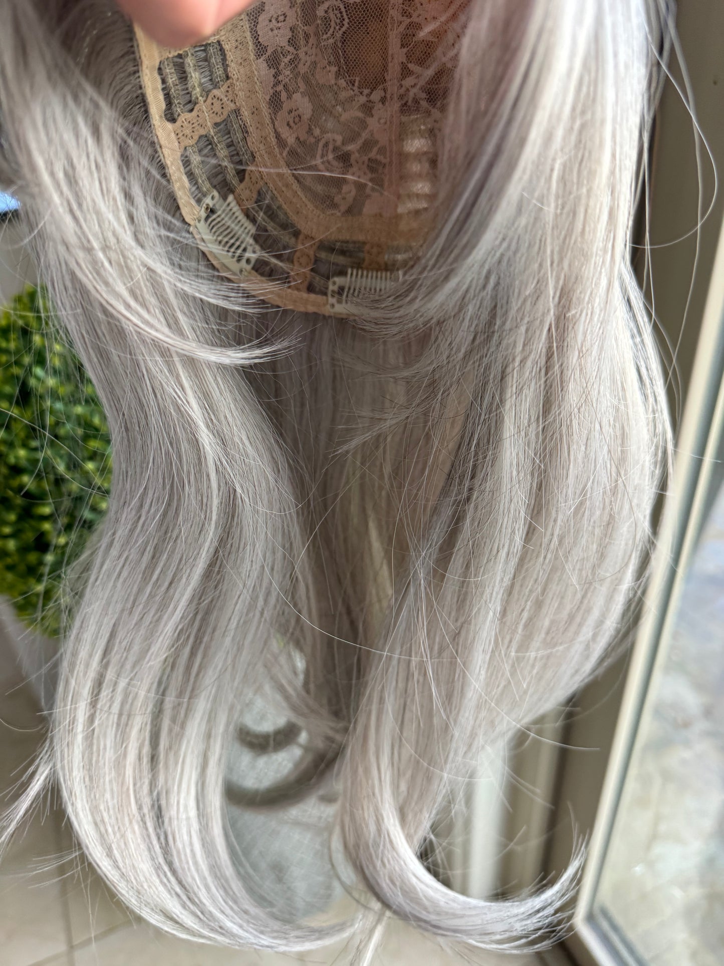Till style white grey  hair toppers for women / layered /bangs
