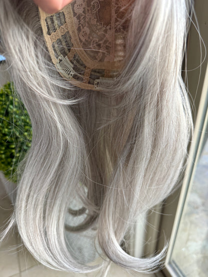 Till style white grey  hair toppers for women / layered /bangs