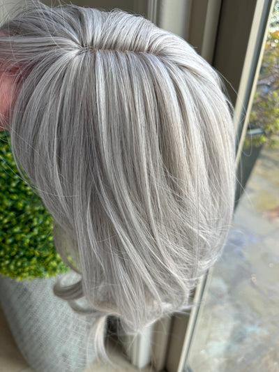 Till style white grey  hair toppers for women / layered /bangs