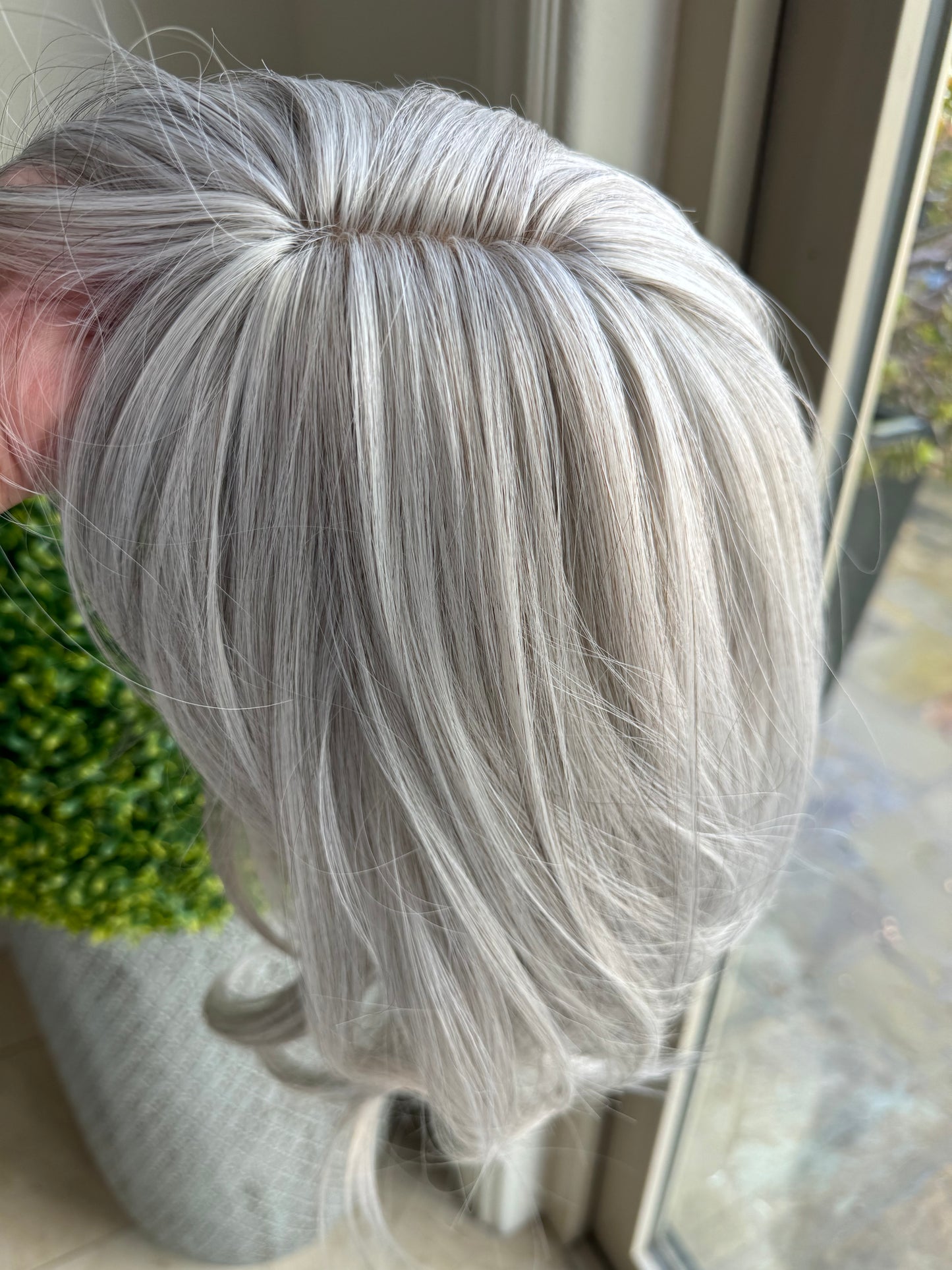 Till style white grey  hair toppers for women / layered /bangs