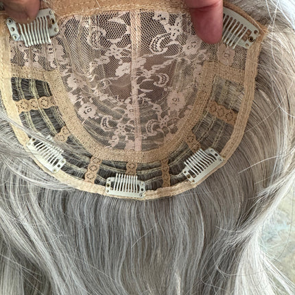 Till style white grey  hair toppers for women / layered /bangs