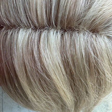 Human hair topper with mono base bleach Blonde highlighted