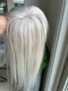 Tillstyle White human hair toppers for women virgin hair White blonde  /ice blonde mono mesh base thinning crown