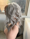 Till style grey loose body wave invisible wire hair extensions