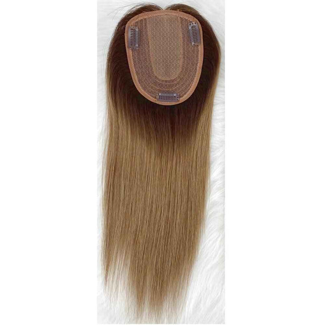 Two Tone Remy Human Hair Topper for Women clop in hair pieces for women ombre and brown