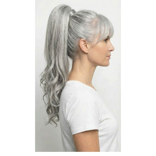 silver grey ponytail#Color_silver-grey