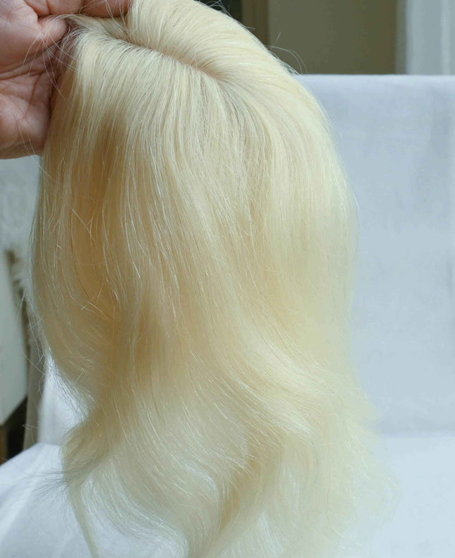 Human Hair Toppers for women Thinning crown blonde  Silk base