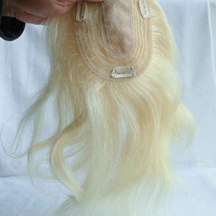 Human Hair Toppers for women Thinning crown blonde  Silk base