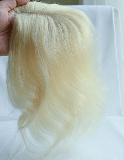 Human Hair Toppers for women Thinning crown blonde  Silk base