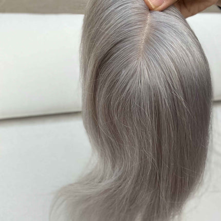 Tillstyle Toppers for Thinning Crown Mix Grey Salt and Pepper Clip On Human Hair Topper