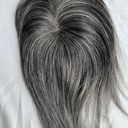 Real virgin Human Hair Toppers for women salt and pepper