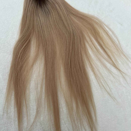 Tillstyle human hairTopper For Women Dark Roots Ash Blonde /mono base blonde dark brown baylaylage