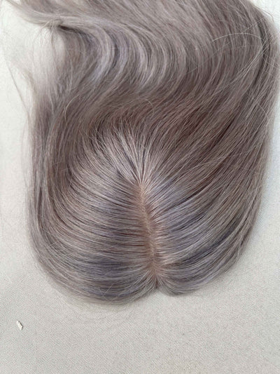 Tillstyle Toppers for Thinning Crown Mix Grey Salt and Pepper Clip On Human Hair Topper