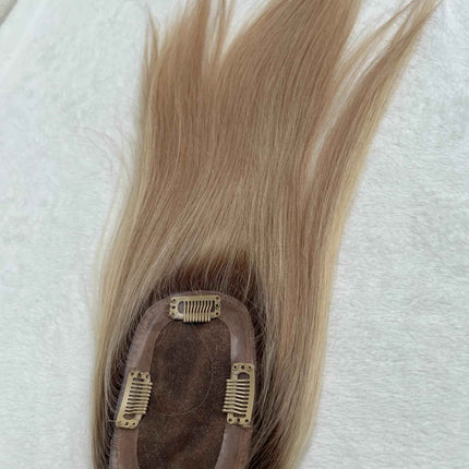 Tillstyle human hairTopper For Women Dark Roots Ash Blonde /mono base blonde dark brown baylaylage