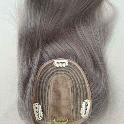 Tillstyle Toppers for Thinning Crown Mix Grey Salt and Pepper Clip On Human Hair Topper