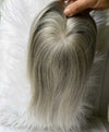 Human Hair Toppers for women  mono base blonde Silver Grey