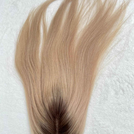 Tillstyle human hairTopper For Women Dark Roots Ash Blonde /mono base blonde dark brown baylaylage