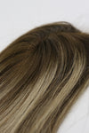 TillStyle ombre with dark brown rooted highlighted Topper for Women-Clip in Extension  mono base