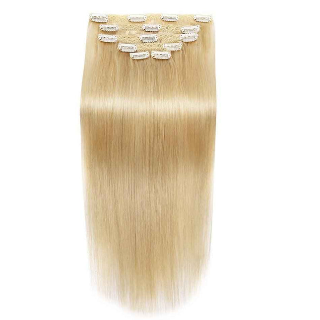 Tillstyle Clip in Human Hair Extensions 120g Natural Hair Clip in Extensions Highlighted Blonde