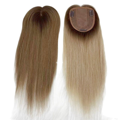 Two Tone Remy Human Hair Topper for Women clop in hair pieces for women ombre and brown